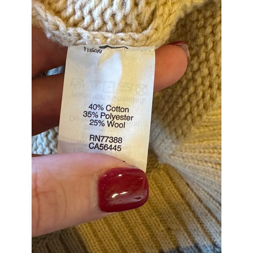 J. Crew Tan And Pink Wool Blend‎ Striped Turtleneck Pullover Sweater Size S